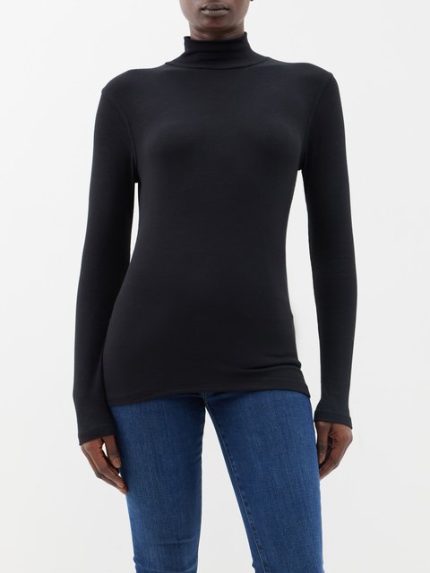 Black Sheer wool-blend roll-neck sweater | Jil Sander | MATCHES UK
