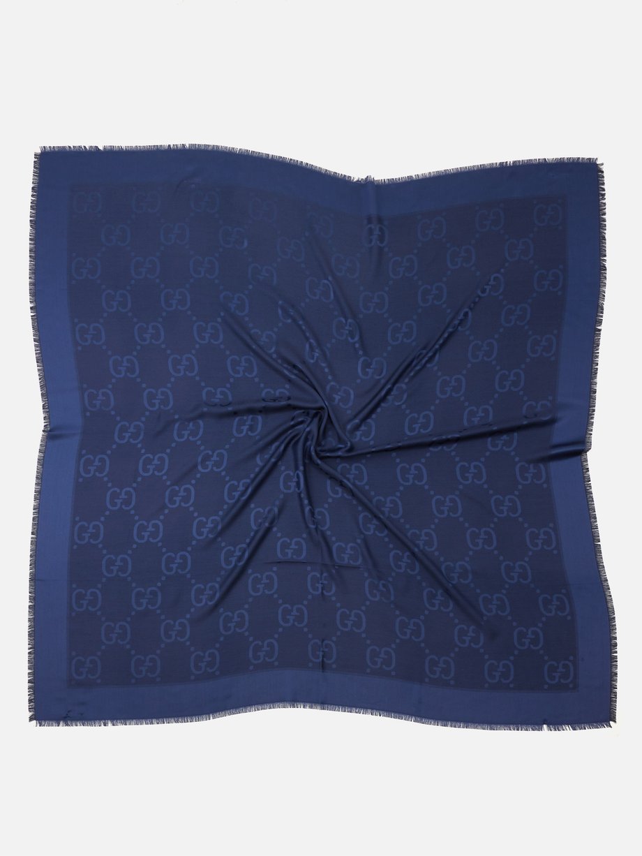 GG Jacquard Silk Scarf in Blue - Gucci
