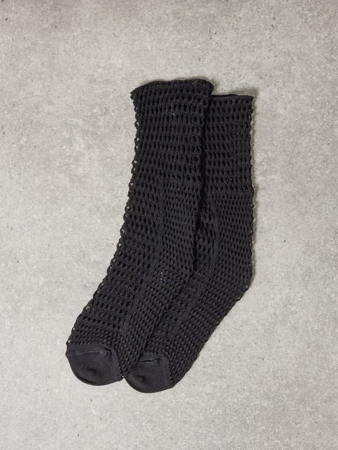 Grey Over-the-knee ribbed silk socks, Raey
