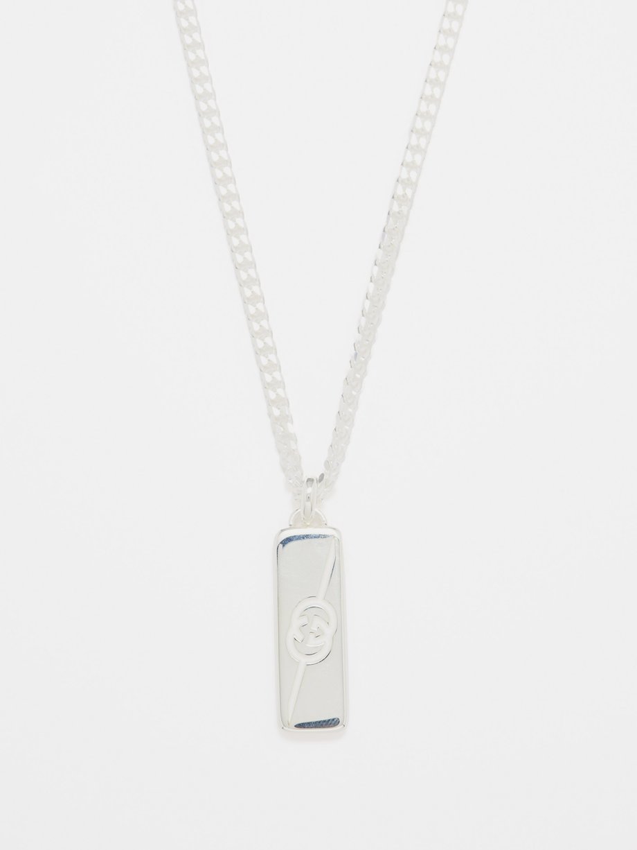 Silver GG-tag sterling-silver necklace | Gucci | MATCHES UK