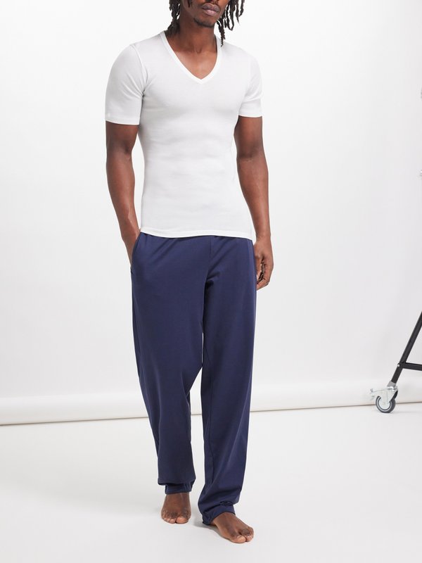Hanro V-neck cotton-jersey pyjama top