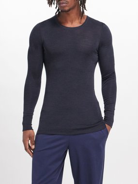 Hanro Long-sleeved wool-blend pyjama top