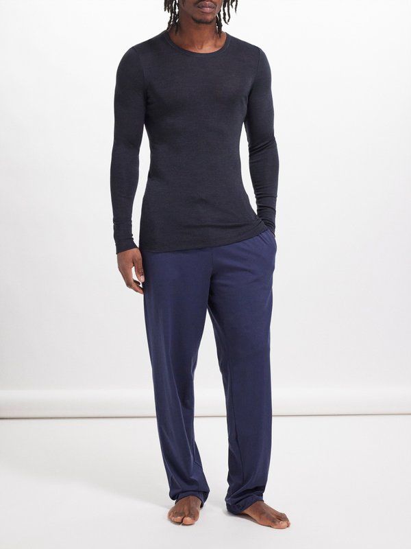 Hanro Long-sleeved wool-blend pyjama top
