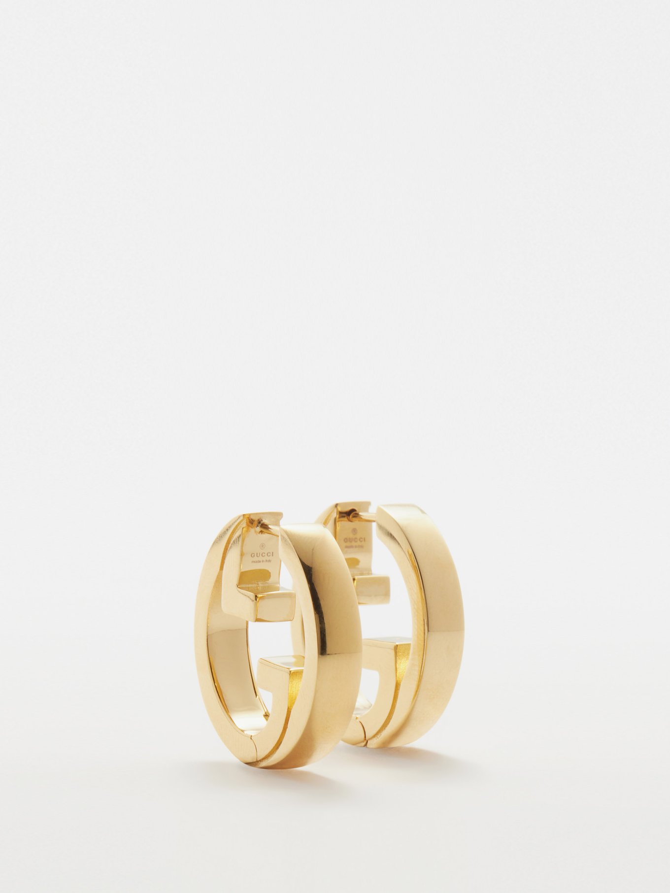 Gucci Hoop Earrings with Interlocking G, Gold-Toned Metal, Gold-Toned Metal