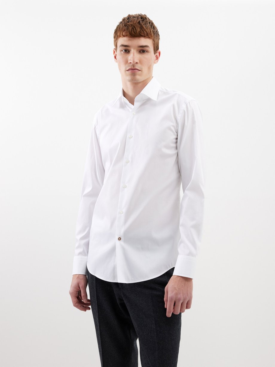 White Hank Kent cotton poplin shirt | BOSS | MATCHES UK