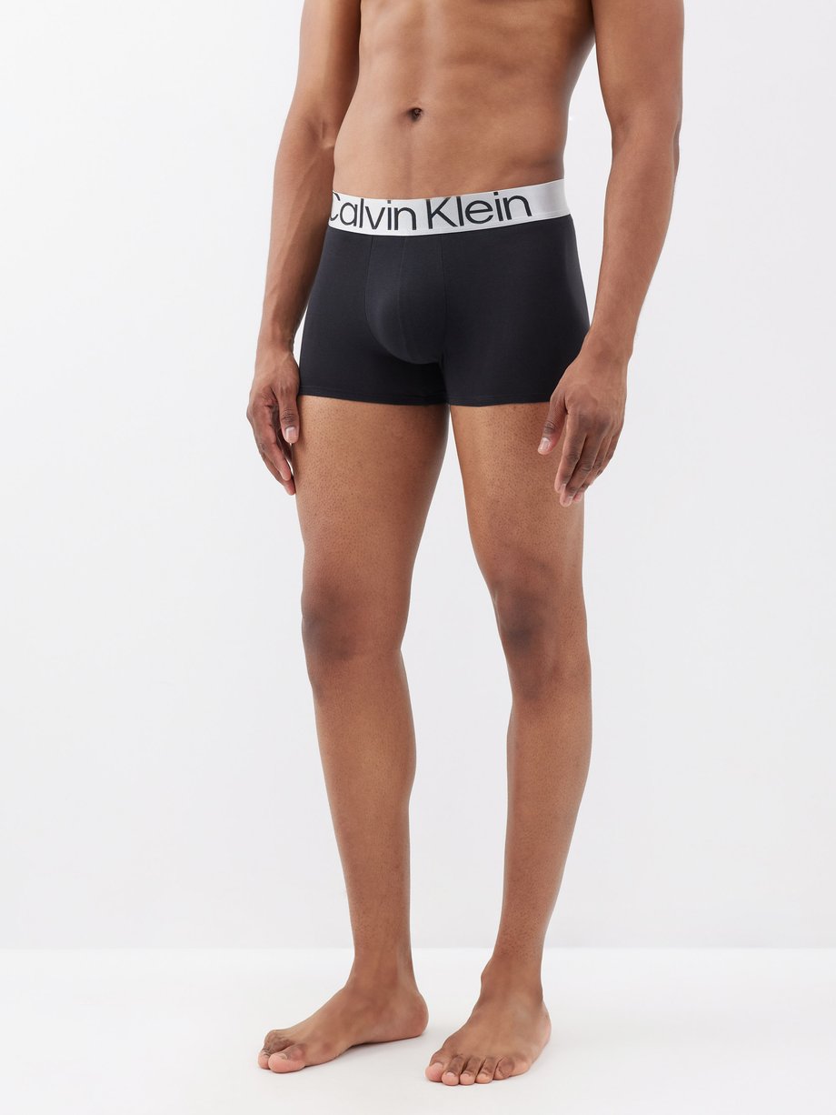 Black Pack of three cotton-blend boxer trunks