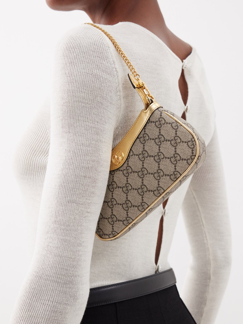 Ophidia Small GG Canvas Shoulder Bag in Beige - Gucci