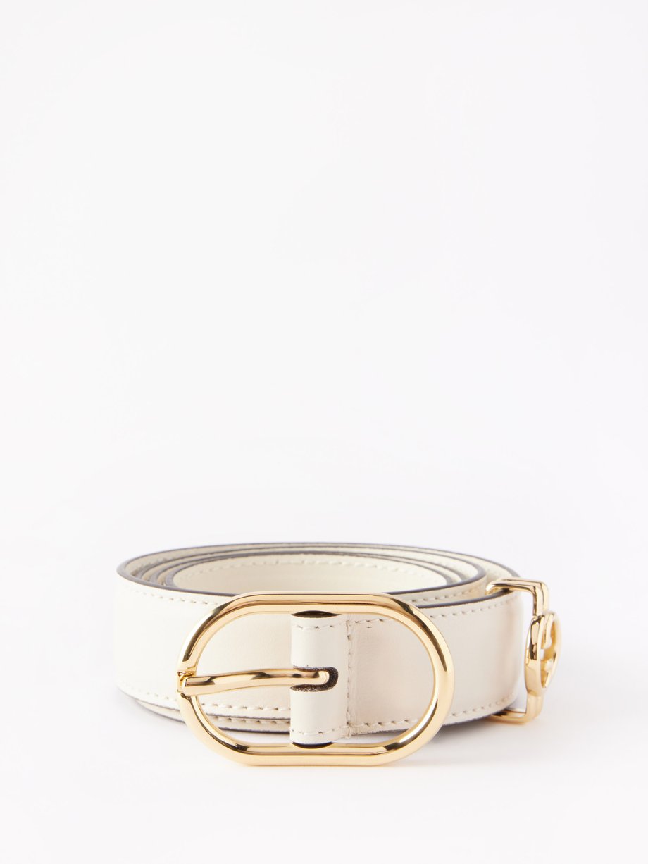 White Interlocking-G leather belt | Gucci | MATCHES UK