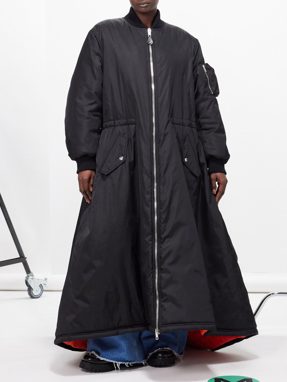 Black Longline nylon padded coat | Gucci | MATCHES UK