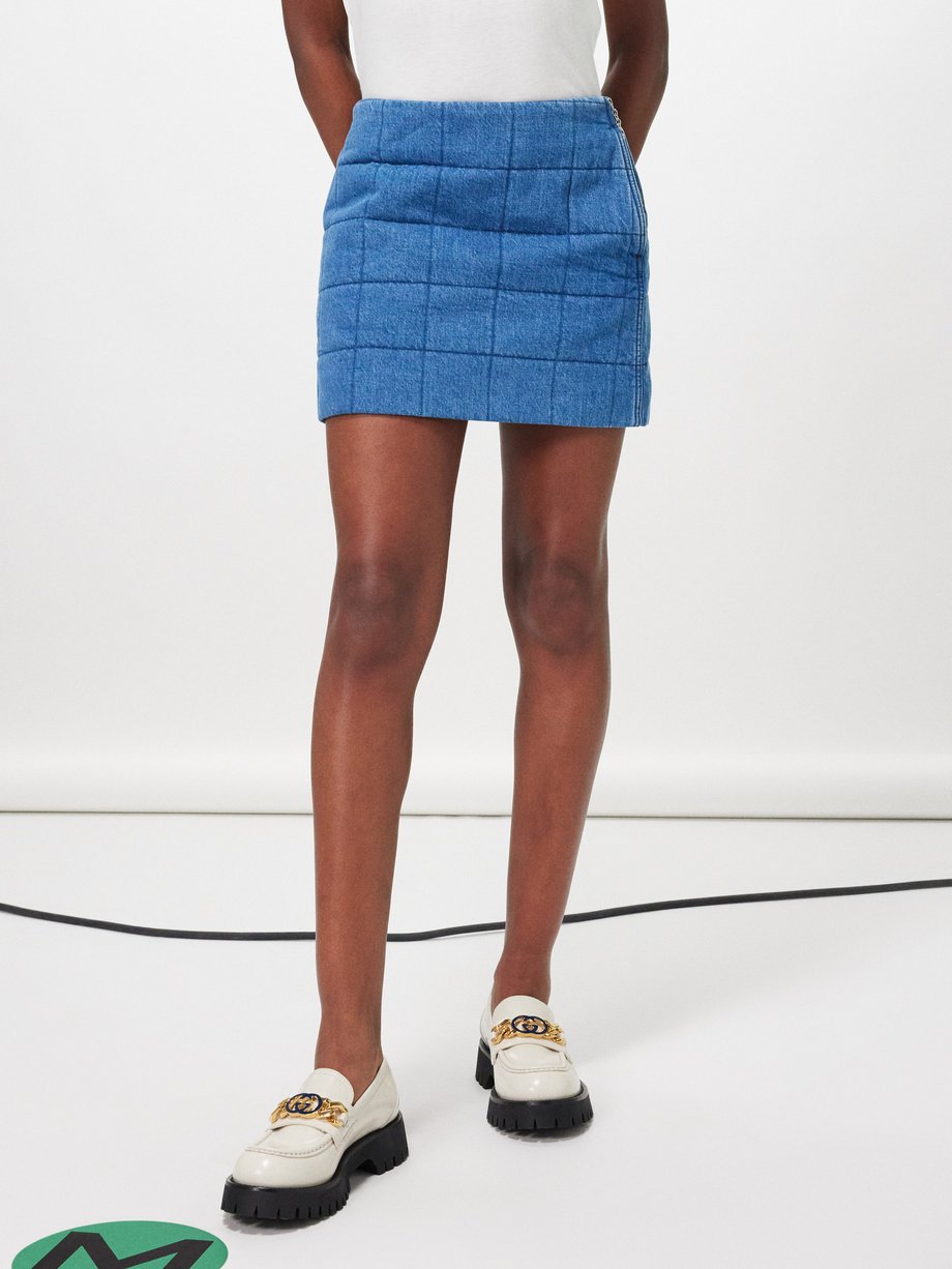 Blue Quilted denim mini skirt | Gucci | MATCHESFASHION UK