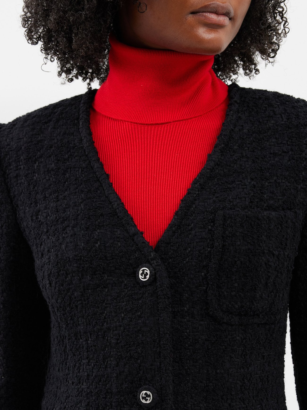 Gucci single-breasted tweed bouclé coat - GenesinlifeShops Canada - Black  Cropped top Gucci