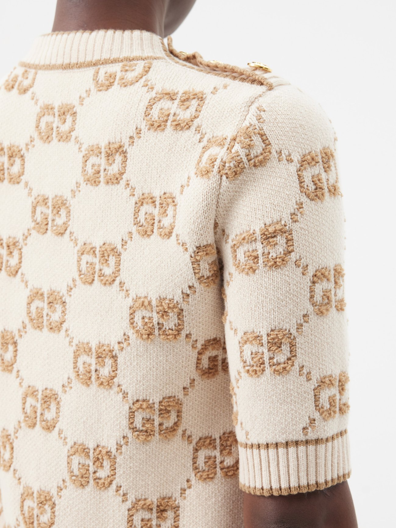 White GG-jacquard wool dress, Gucci