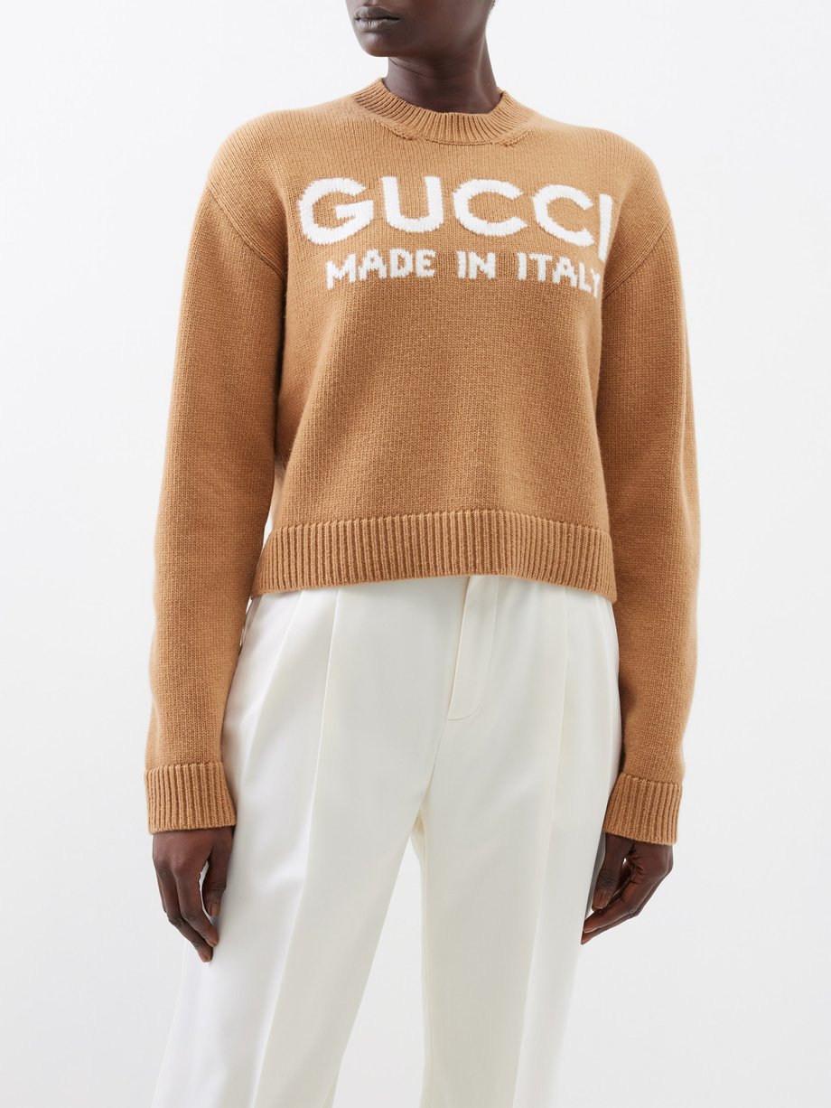 Gucci Intarsia-knit logo wool sweater