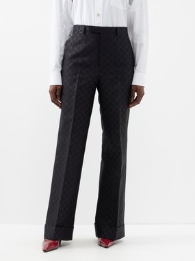 Gucci GG wool-blend wide-leg trousers