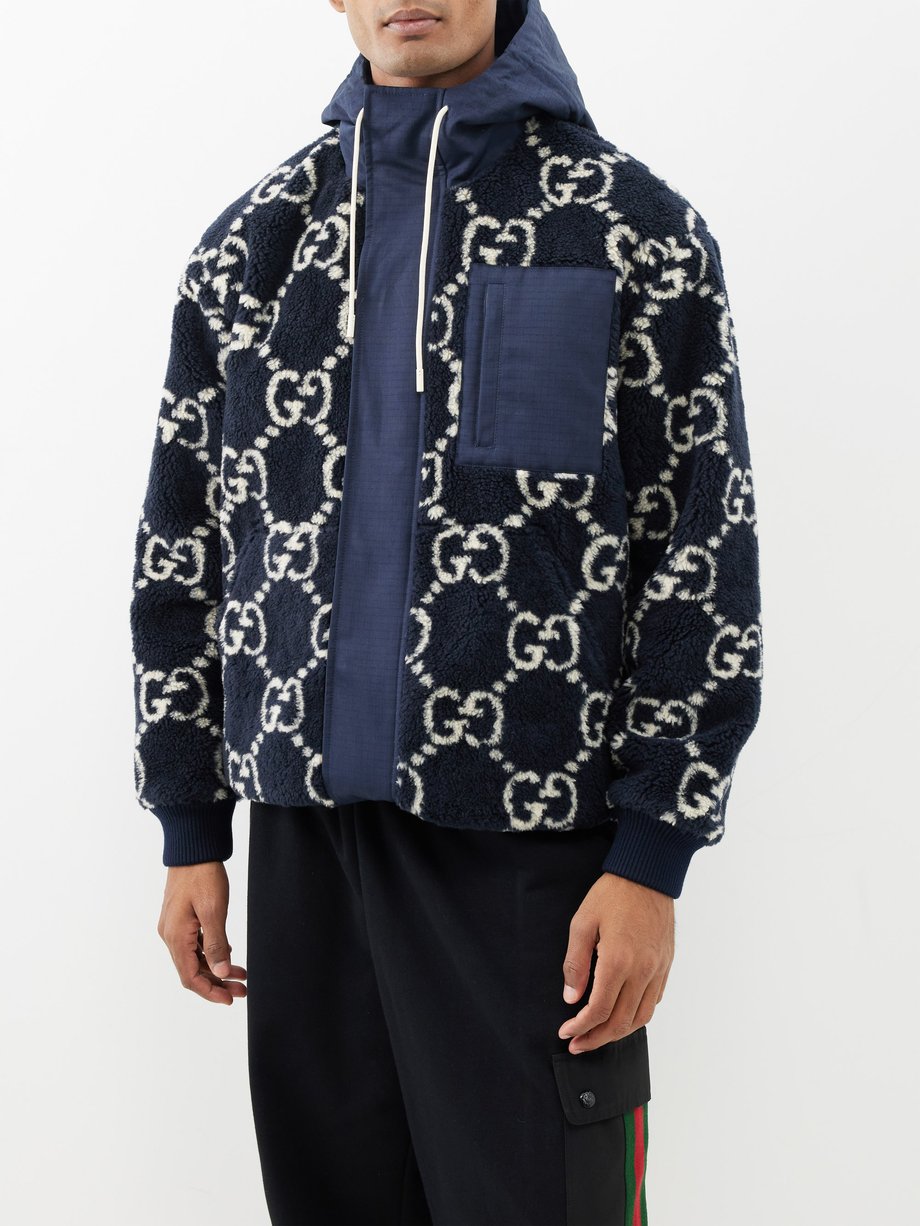 Gucci GG jacquard fleece hooded jacket
