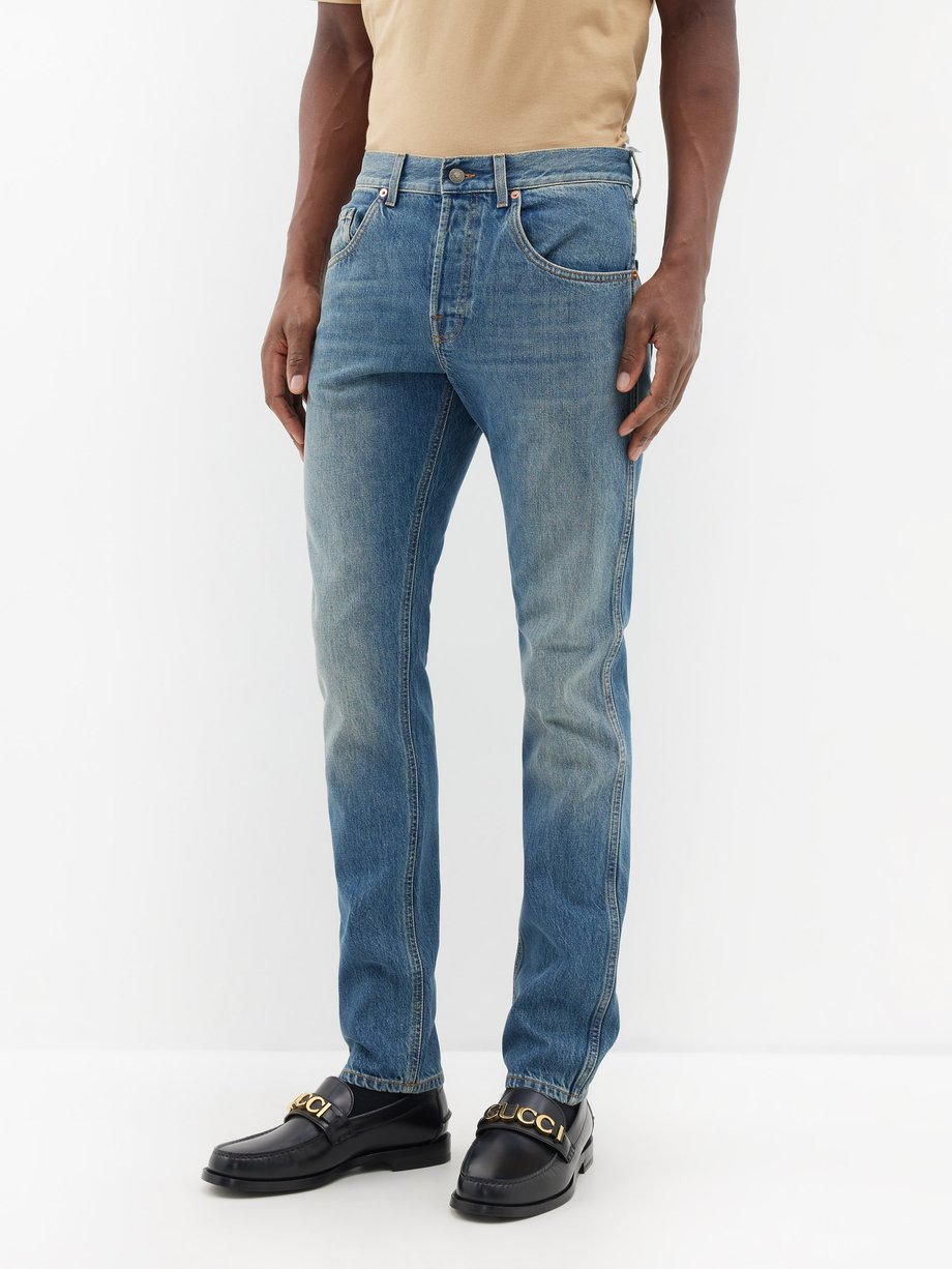 Blue Washed tapered-leg jeans, Gucci