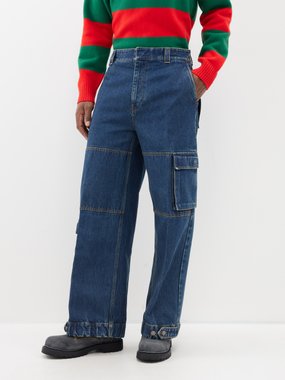 Gucci Asymmetric denim cargo trousers