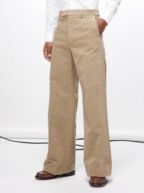 Gucci Peached-cotton wide-leg trousers