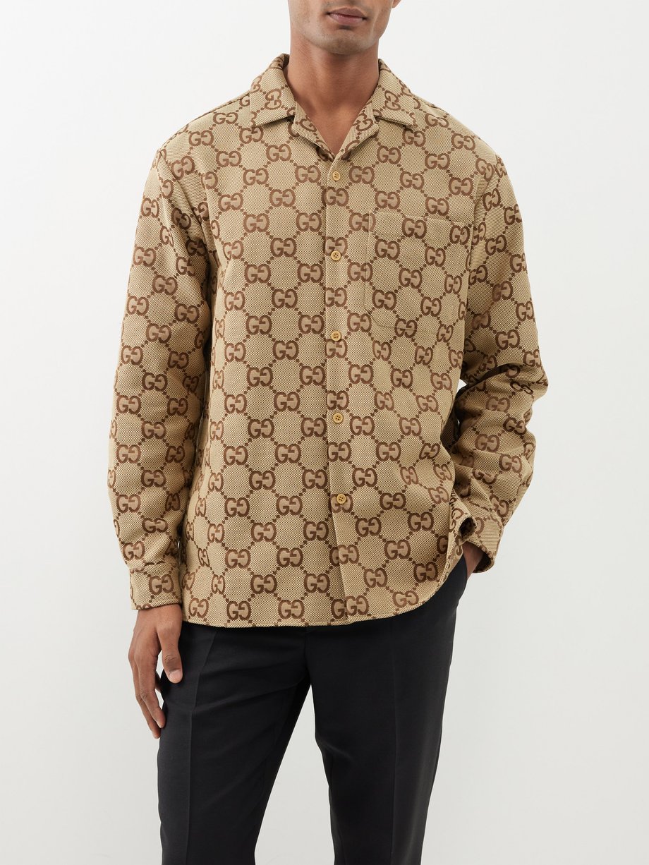 Maxi GG Jacquard Canvas Shirt in Beige - Gucci