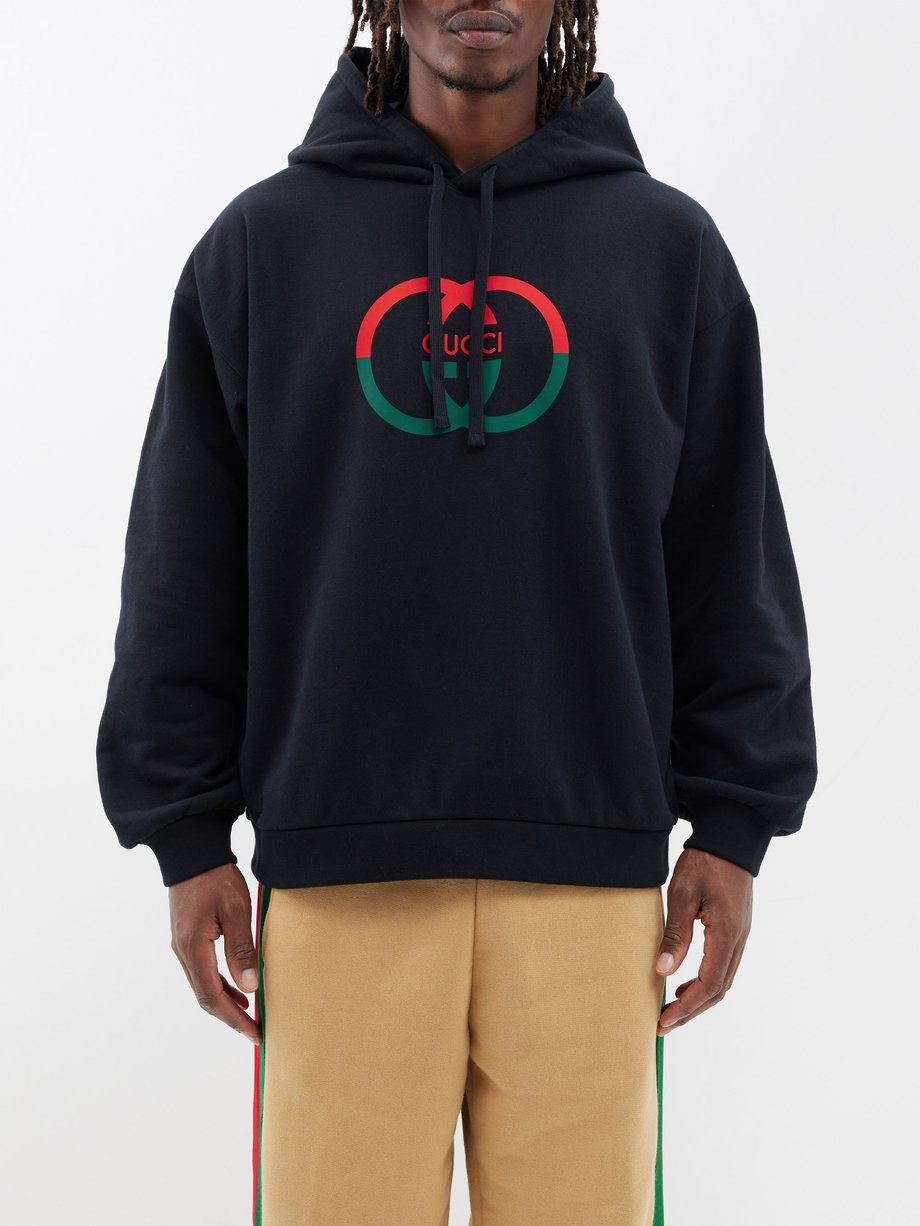 Black Interlocking G-print cotton hoodie, Gucci