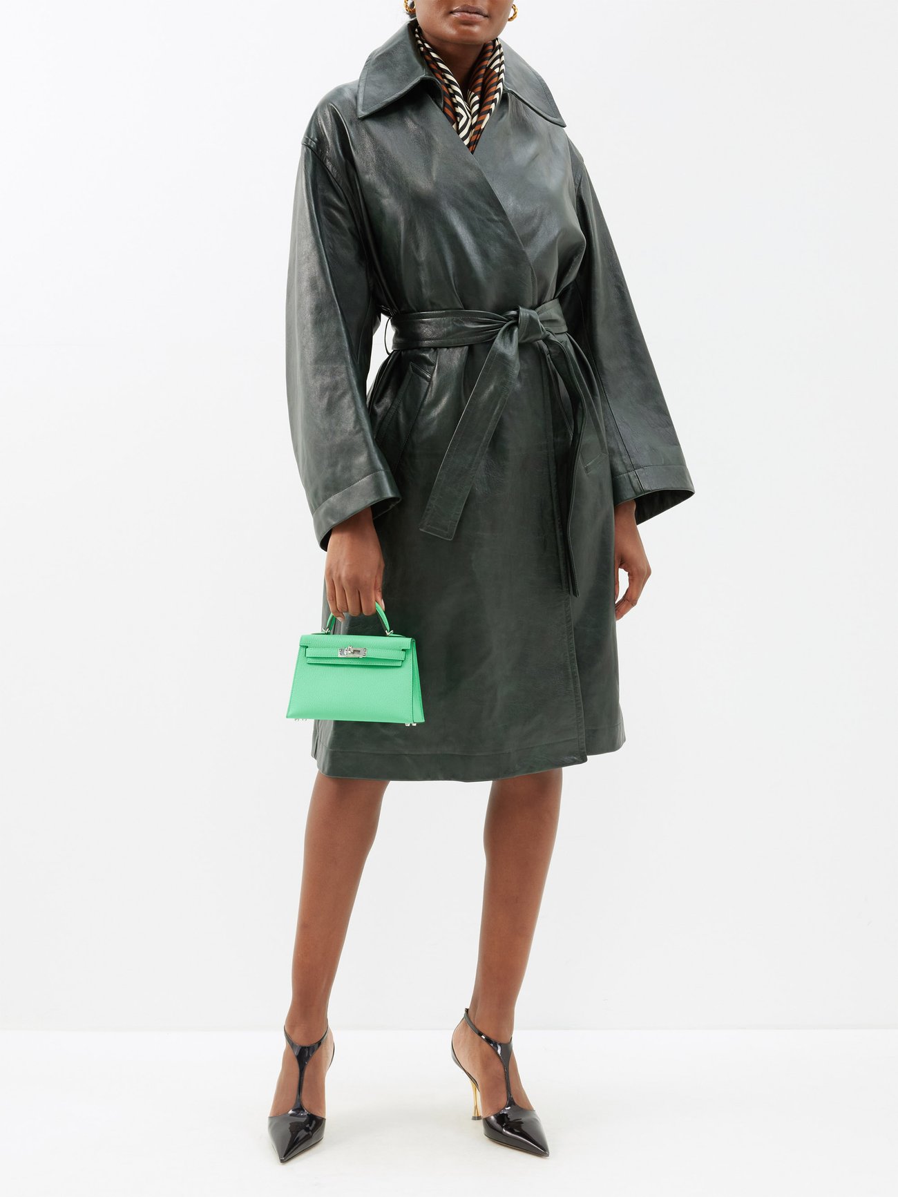 Kelly mini leather handbag Hermès Green in Leather - 36021722