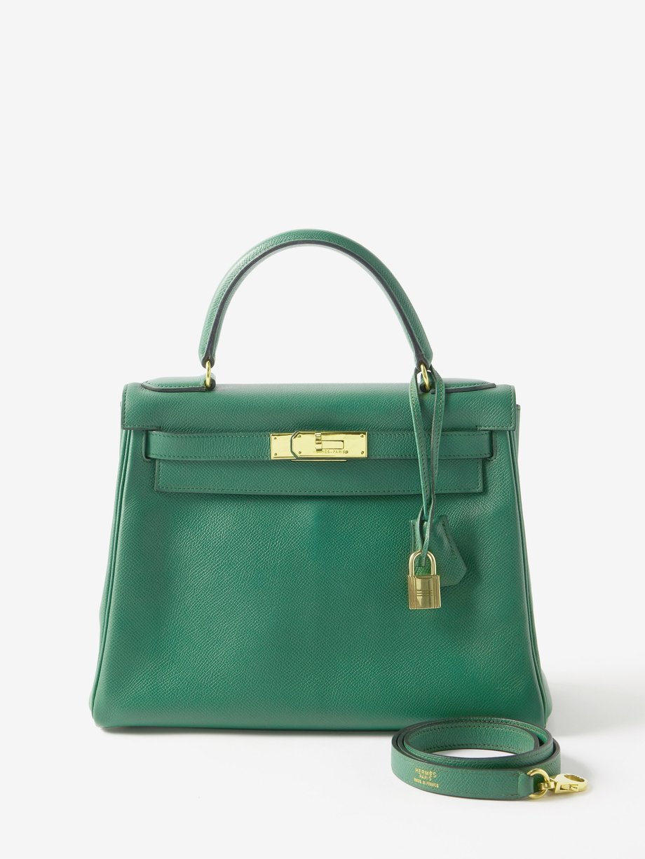 Green Vintage Hermès Kelly 28cm handbag, MATCHES x Sellier