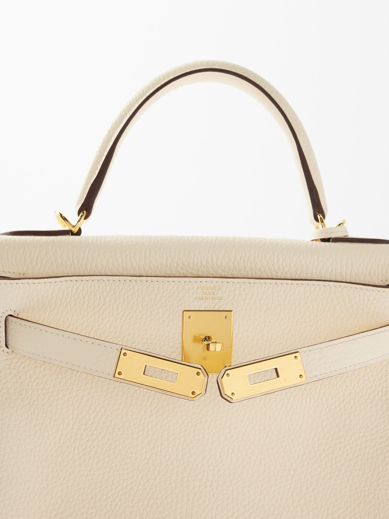 Neutral Hermès Kelly Retourne 28cm handbag, MATCHES x Sellier