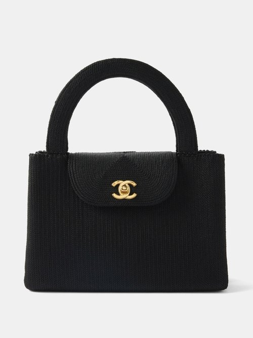 Matches X Sellier Vintage Chanel Rope Handbag In Black