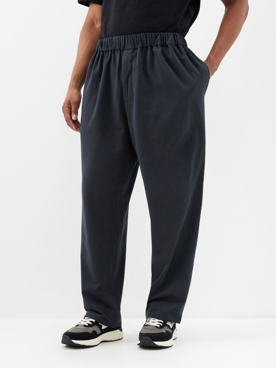 Black Elasticated-waist cotton-jersey trousers | Raey | MATCHES UK