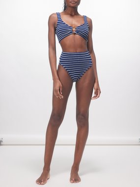 Hunza G Nadine striped crinkled-knit bikini