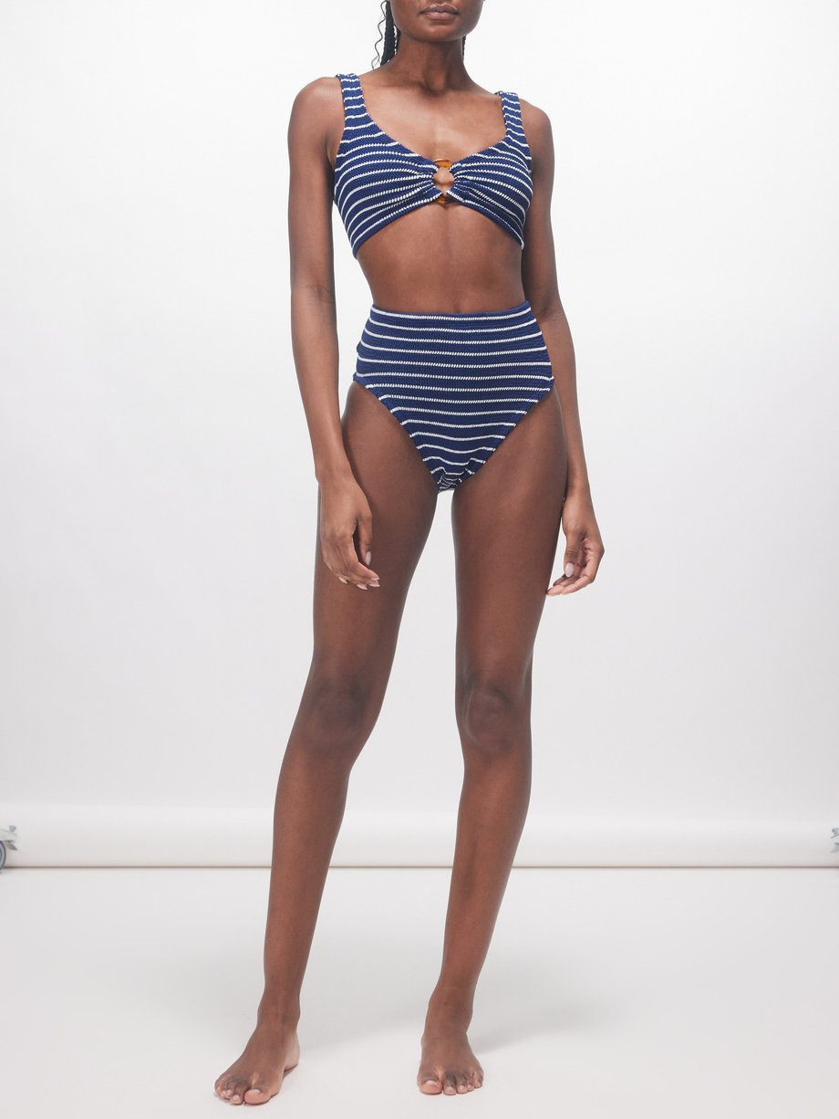 Hunza G Nadine striped crinkled-knit bikini