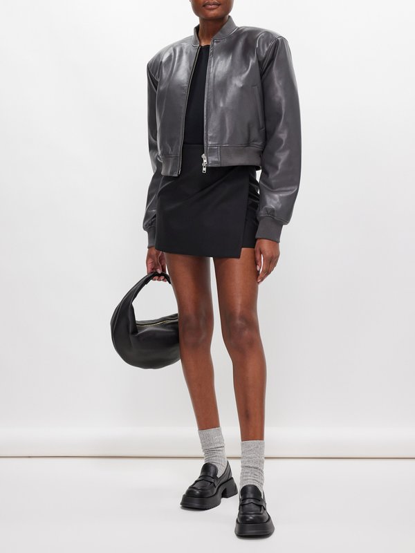 The Frankie Shop Micky faux-leather cropped bomber jacket