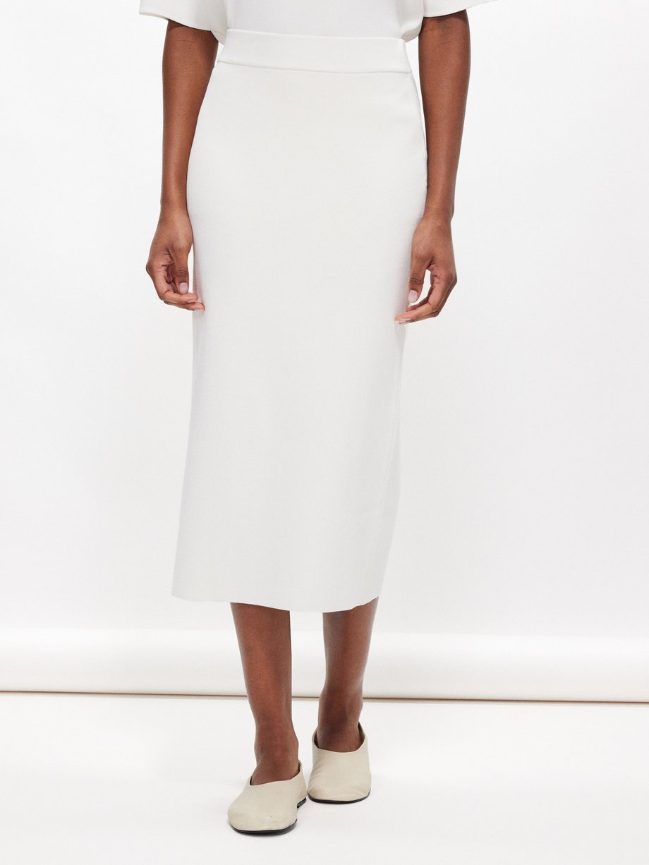 White Solange ribbed-knit midi skirt | The Frankie Shop | MATCHES UK