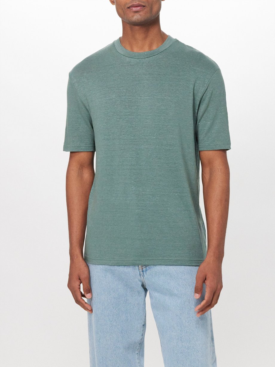 Thom Sweeney Crew-neck linen-blend T-shirt