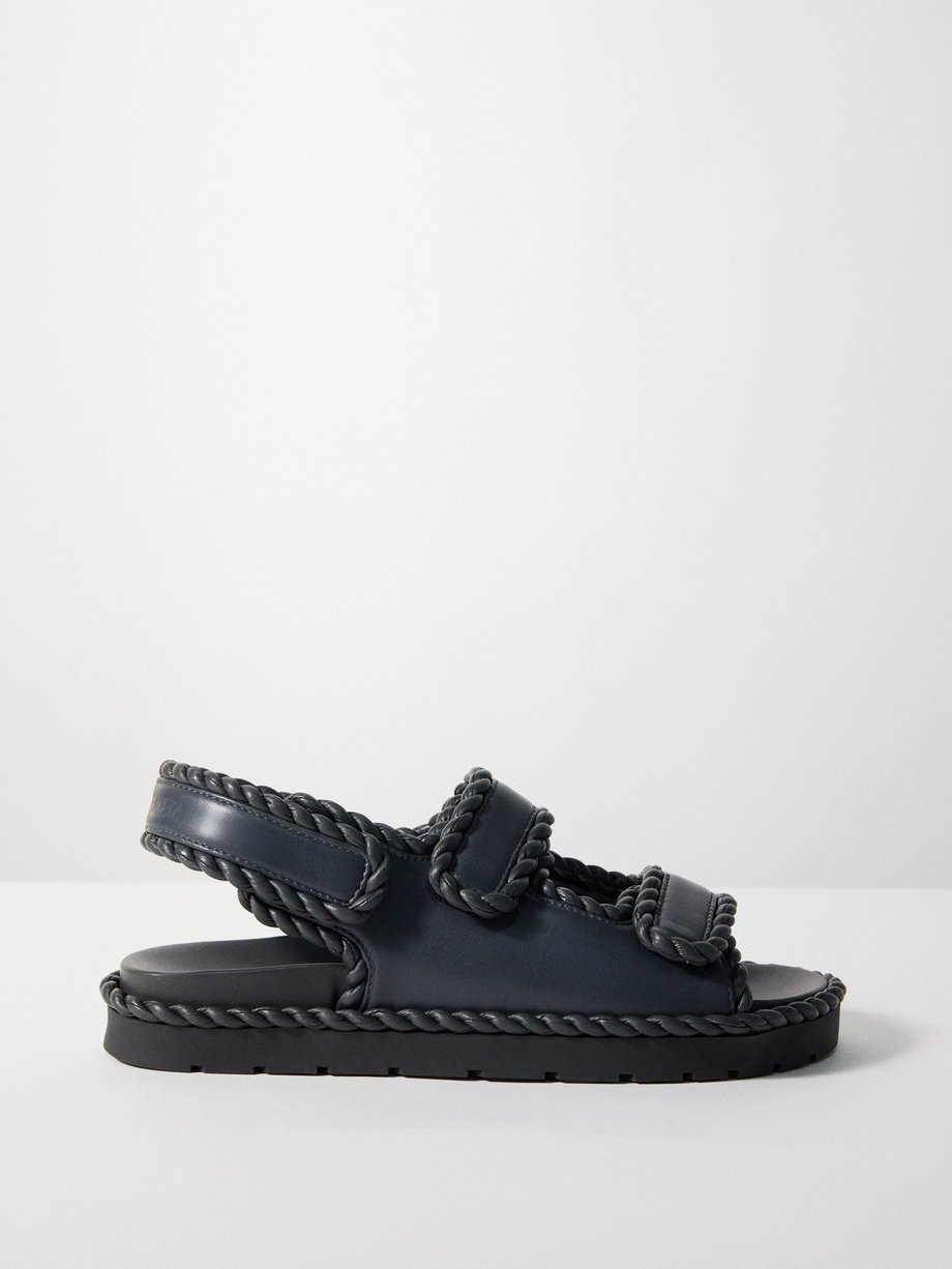 Grey Jack braided-trim leather sandals | Bottega Veneta | MATCHES UK