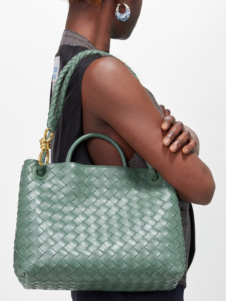 Green Andiamo medium Intrecciato-leather bag | Bottega Veneta | MATCHES UK
