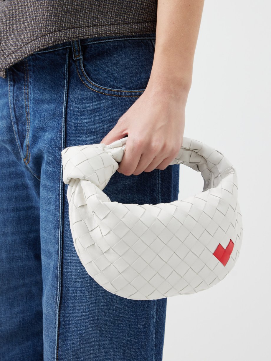 White Jodie mini Intrecciato leather shoulder bag Bottega Veneta