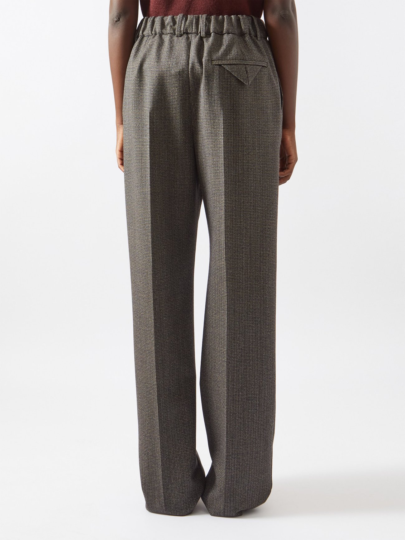 Houndstooth wool wide-leg trousers