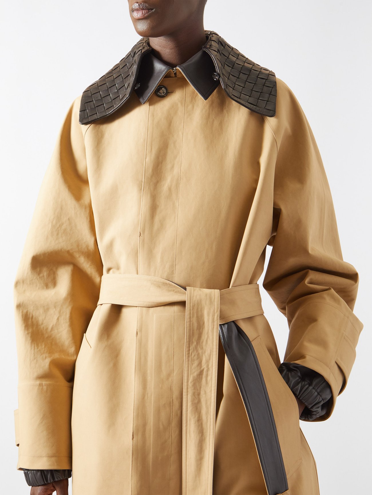 Bottega Veneta Convertible Crinkled Glossed-leather Trench Coat