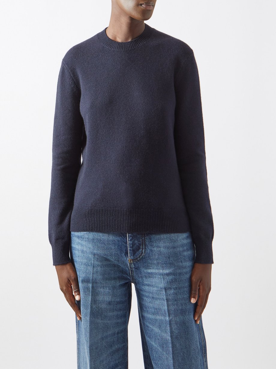 Navy Elbow-patch cashmere-blend sweater, Bottega Veneta