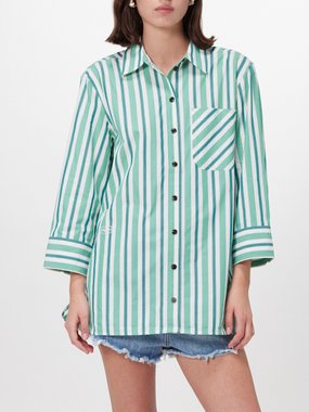 GANNI Ganni Striped organic-cotton shirt