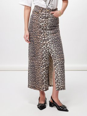 GANNI Leopard-print Zipped Recycled-blend Sports Bra