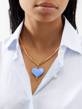 Tohum Cuore heart-pendant 24kt gold-plated necklace