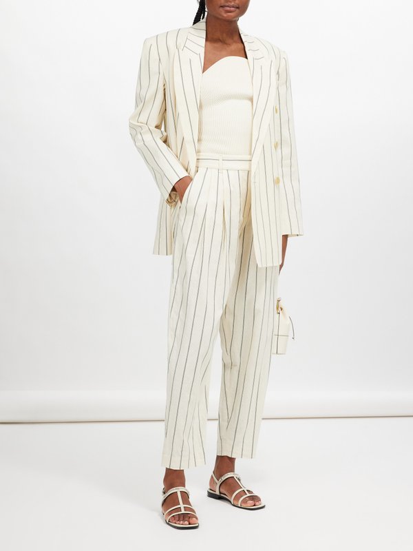 Zimmermann Natura pinstriped linen-blend trousers