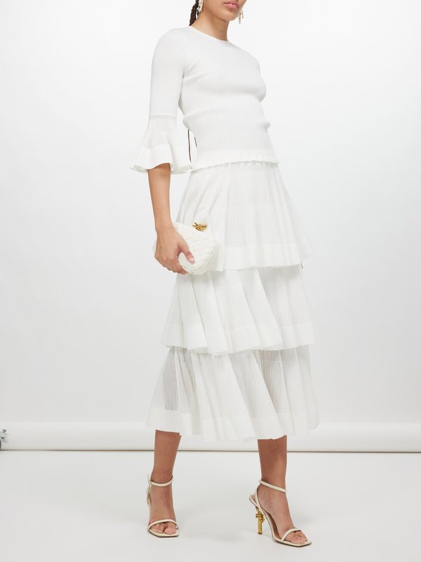 Zimmermann Natura tiered cotton-blend midi skirt