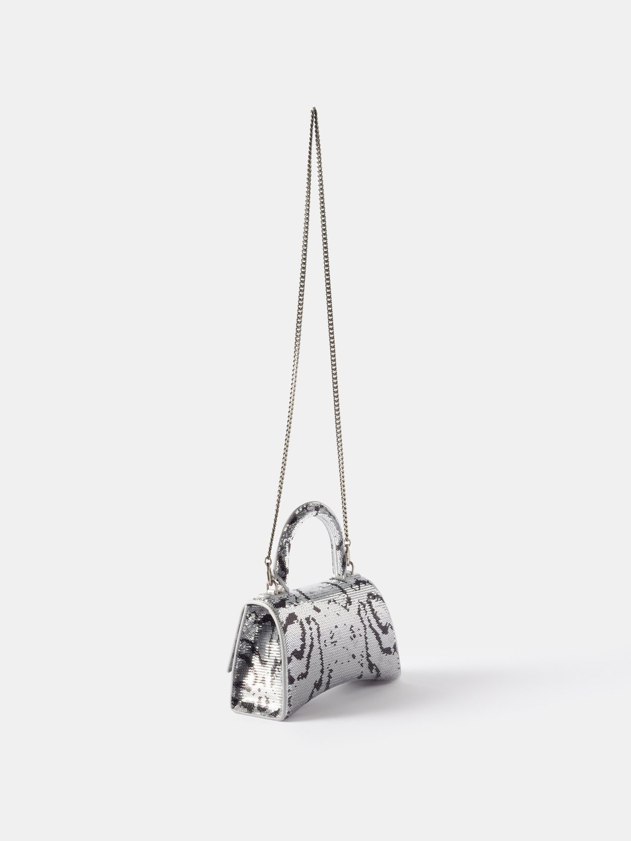 Balenciaga Graffiti Hourglass Top Handle Bag Leather Xs White