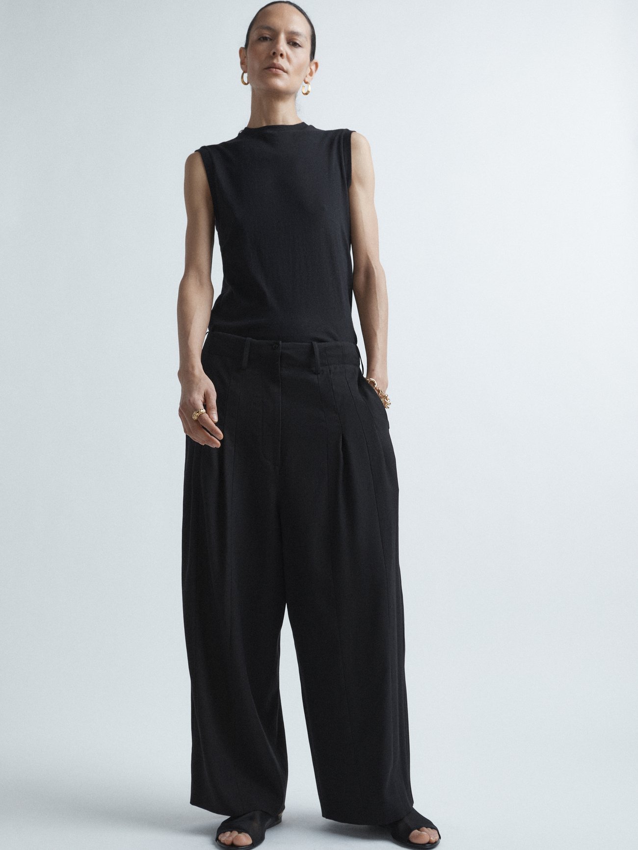 Black Front-seam lyocell and wool tailored trousers | Raey | MATCHES UK