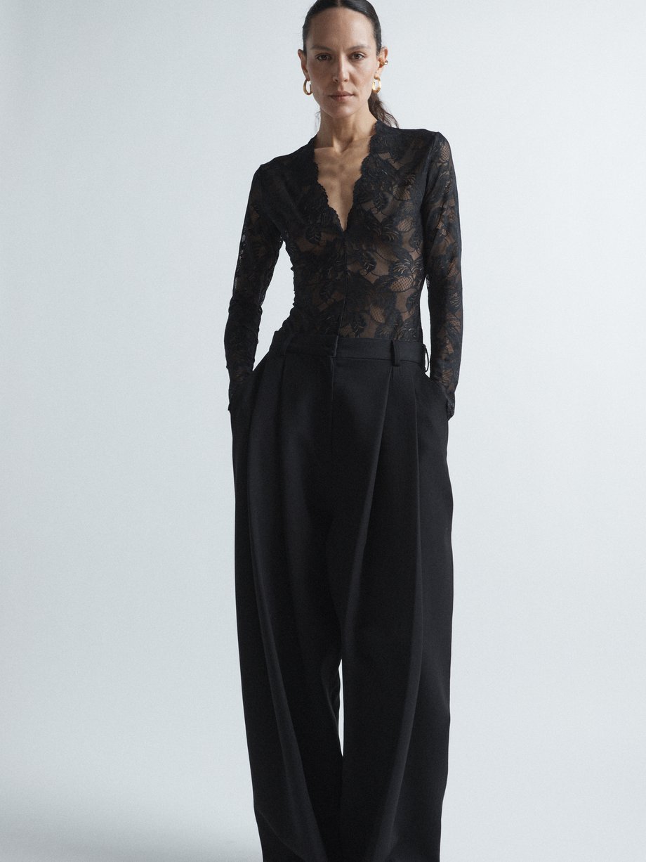 Black Long-sleeve lace body | Raey | MATCHES UK