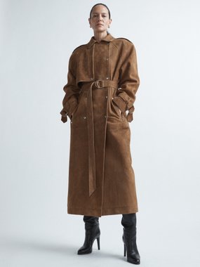 Raey Suede maxi trench coat