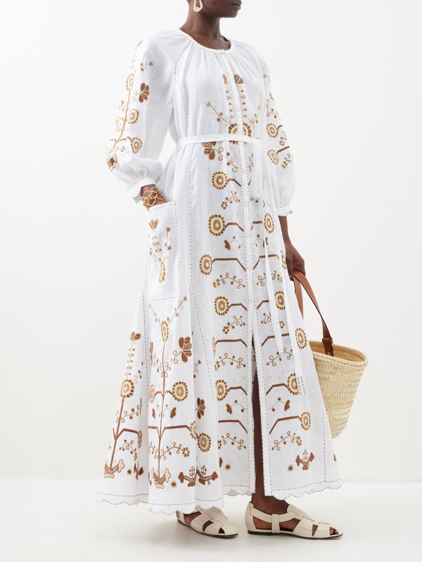 Vita Kin Nathalie embroidered linen maxi dress